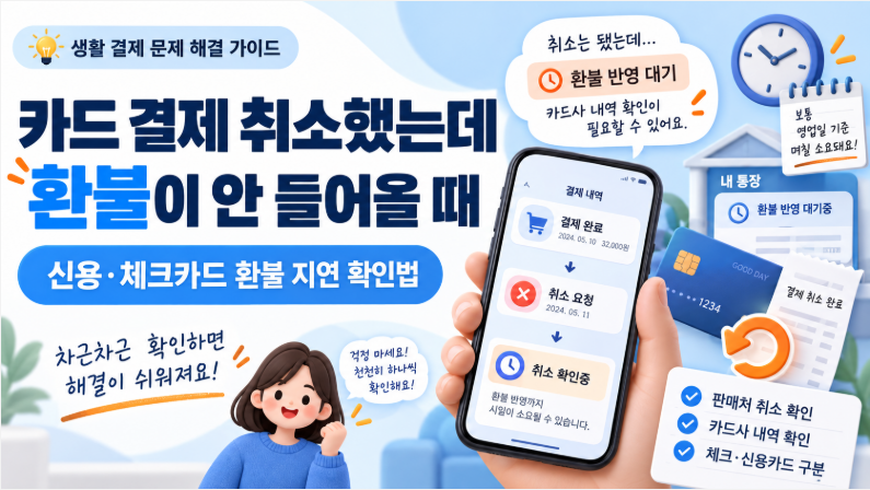 카드 결제 취소했는데 환불이 안 들어올 때 ❘ 신용&middot;체크카드 환불 지연 확인법