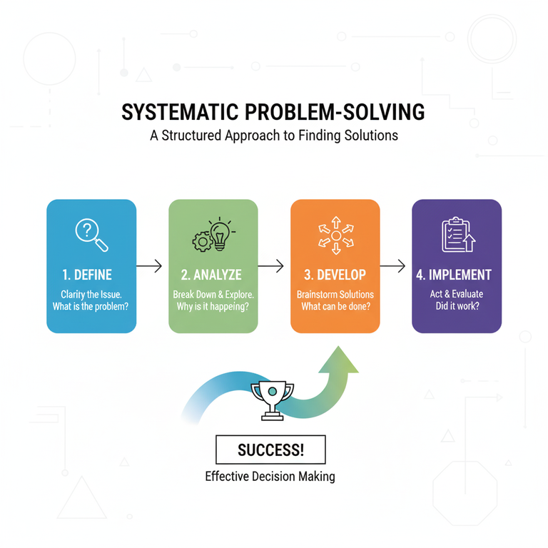 이미지: 체계적인 사고를 통한 문제 해결 단계 시각화