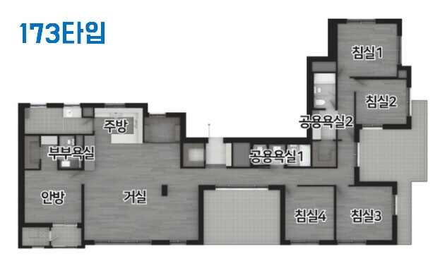 도안 우미린 트리쉐이드 아파트 173타입 평면도