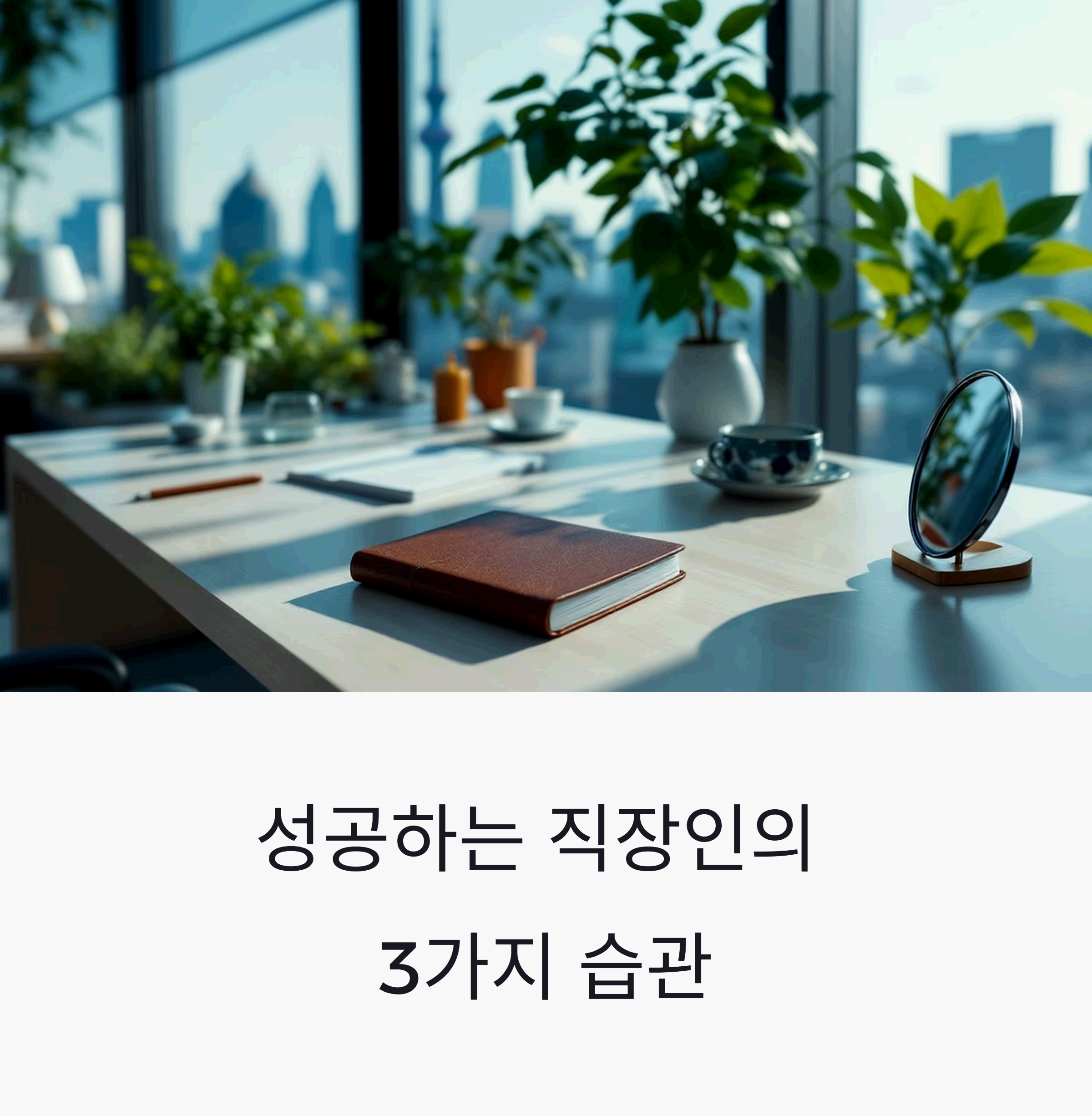 office worker's desk with leather diary