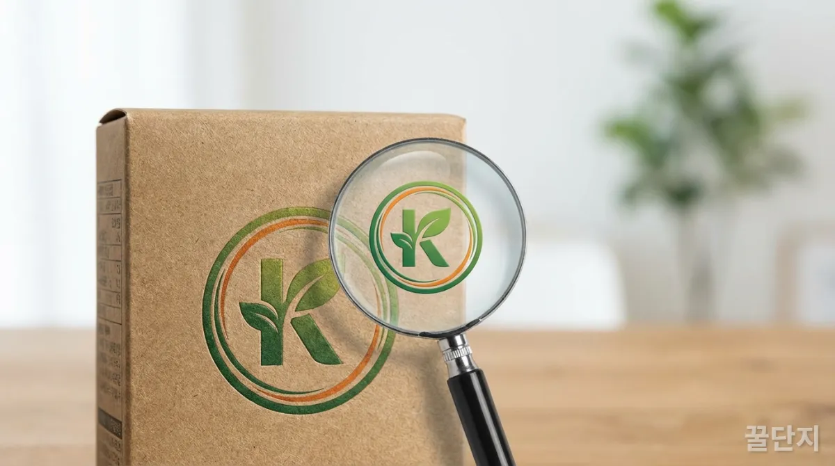 '건강기능식품' 마크를 확인하는 모습