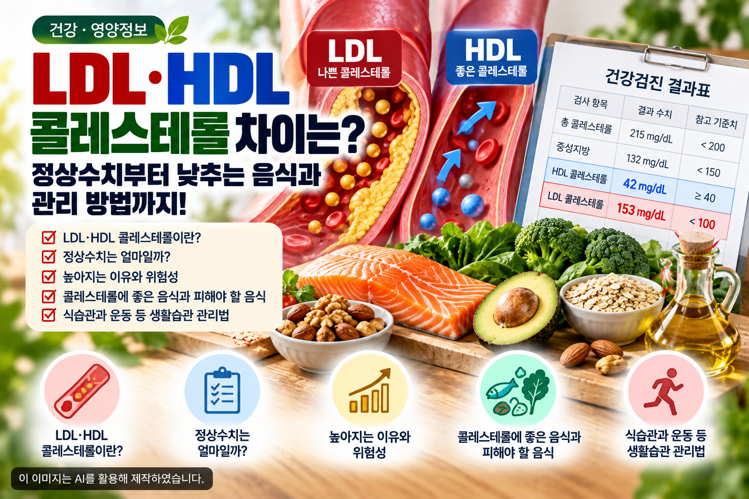 LDL·HDL 콜레스테롤 차이와 정상수치, 콜레스테롤 낮추는 음식 및 생활습관 관리 방법