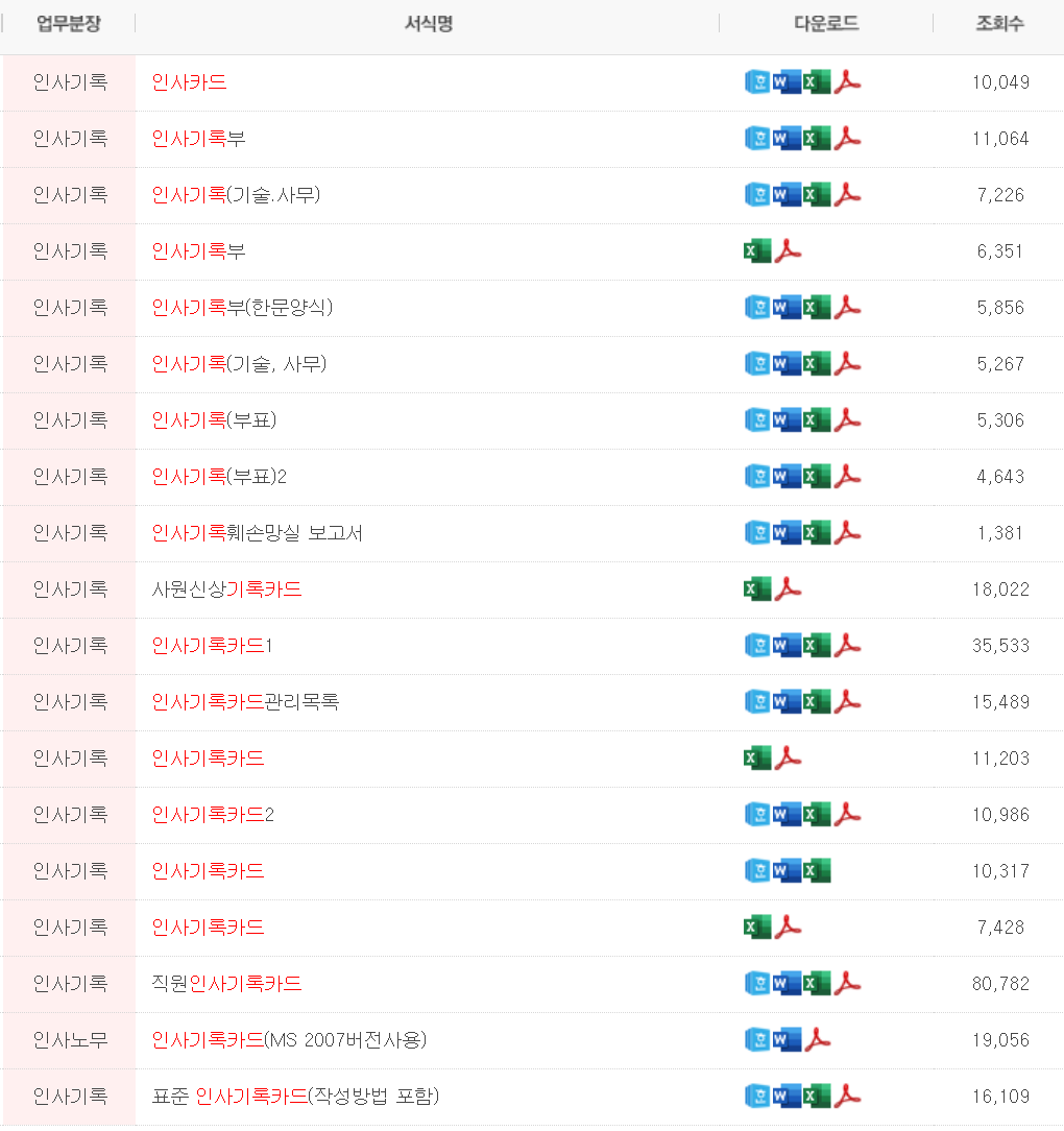 인사기록카드-양식