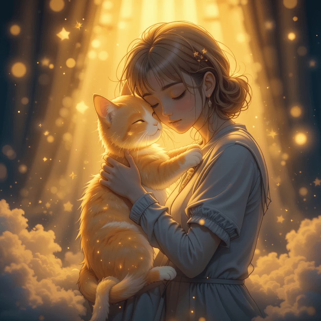 고양이가 나오는 꿈 중 길몽일 때 금빛고양이를 안는 꿈