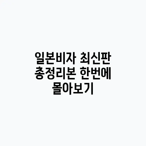 일본비자 최신판 총정리본 한번에 몰아보기
