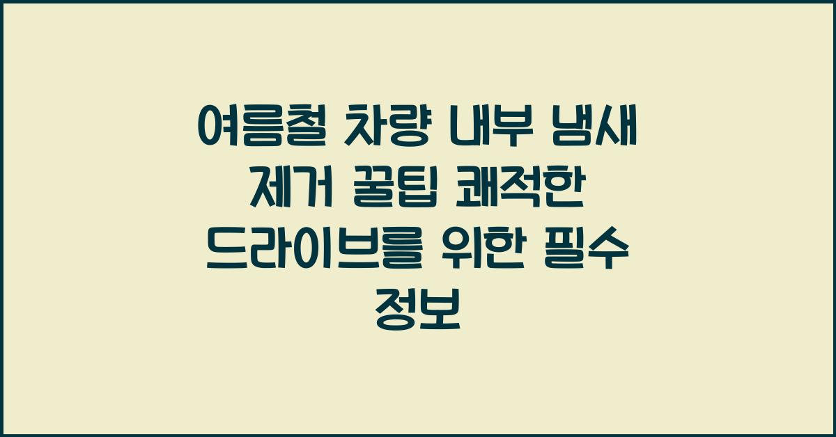 여름철 차량 내부 냄새 제거
