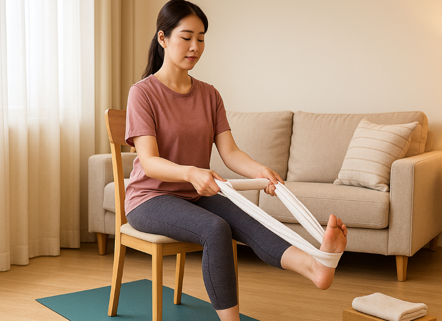 의자에 앉은 상태에서의 스트레칭