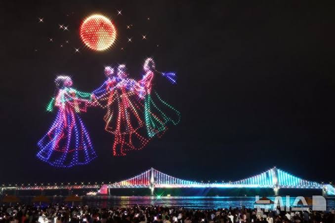 화려한 추석 드론-레이저쇼