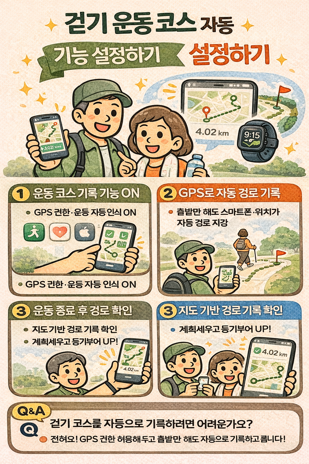 걷기 운동 코스 자동 저장 기능 설정하기