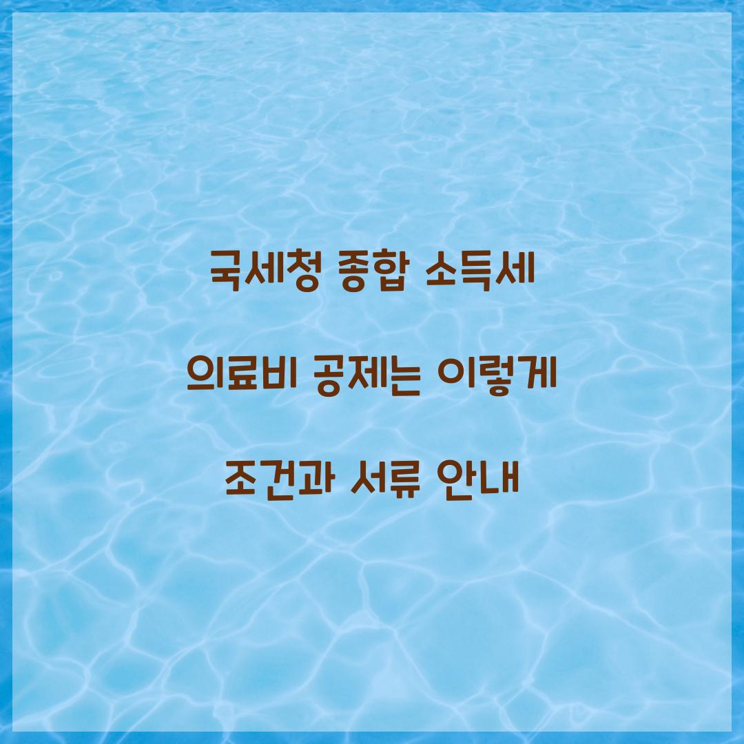 국세청 종합 소득세 의료비 공제 조건과 제출 서류