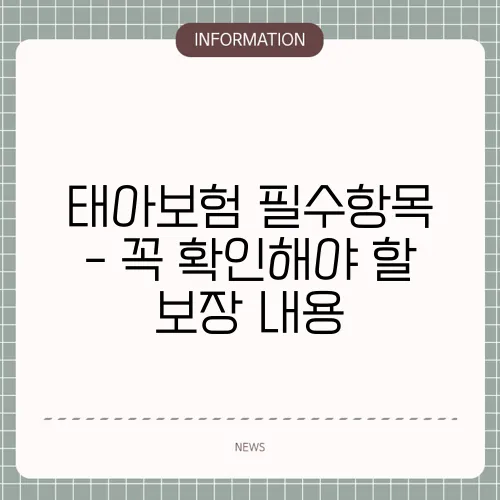태아보험 필수항목 - 꼭 확인해야 할 보장 내용