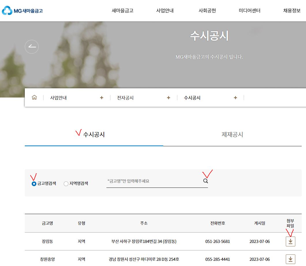 수시공시 검색