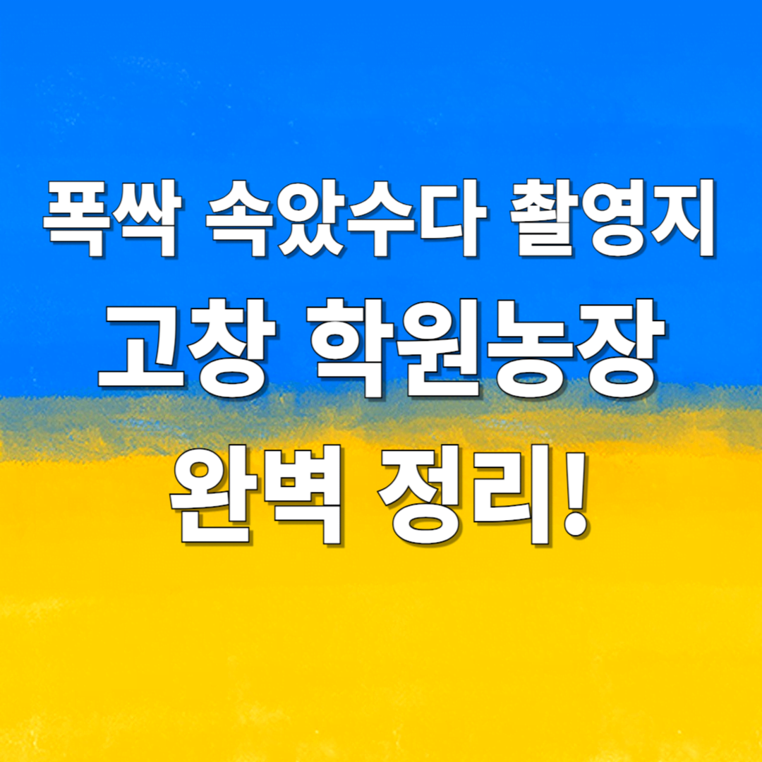 폭싹 속았수다 고창 학원농장 입장료 및 이용 정보 총정리