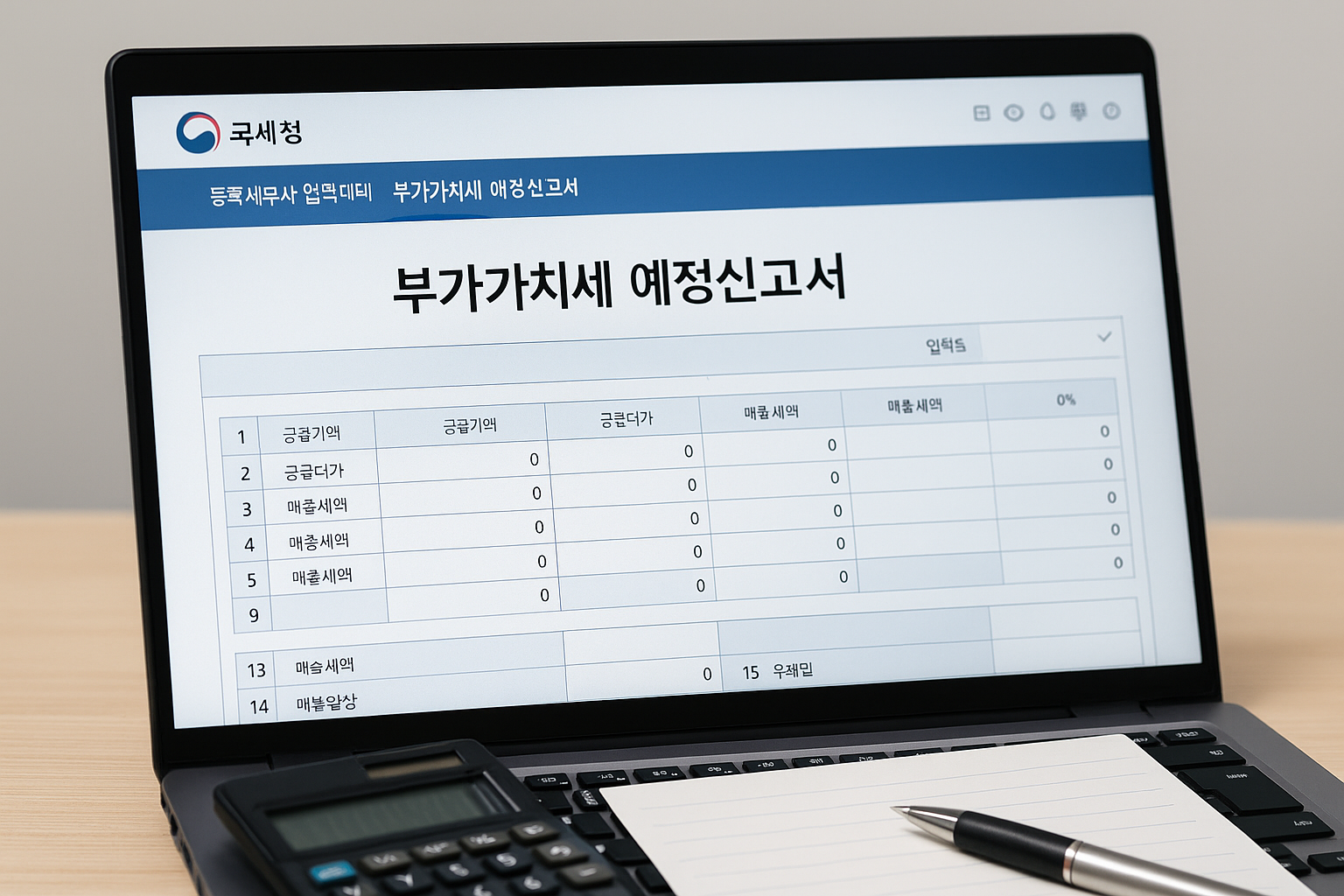 부가가치세 예정 신고 사진