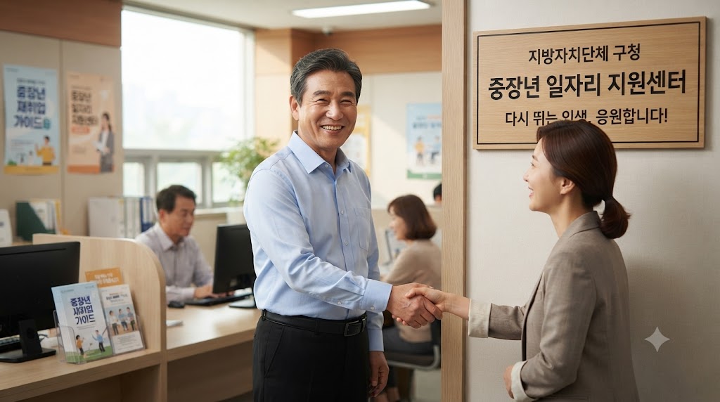 중장년을 위한 별도의 재취업 프로그램을 알아 보고 있는 남성