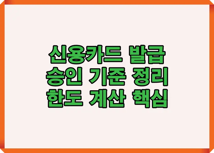 신용카드 발급 승인 기준을 한눈에 정리하고 실제 승인 사례와 한도 계산 구조를 이해할 수 있도록 설명한 대표 인포그래픽 이미지