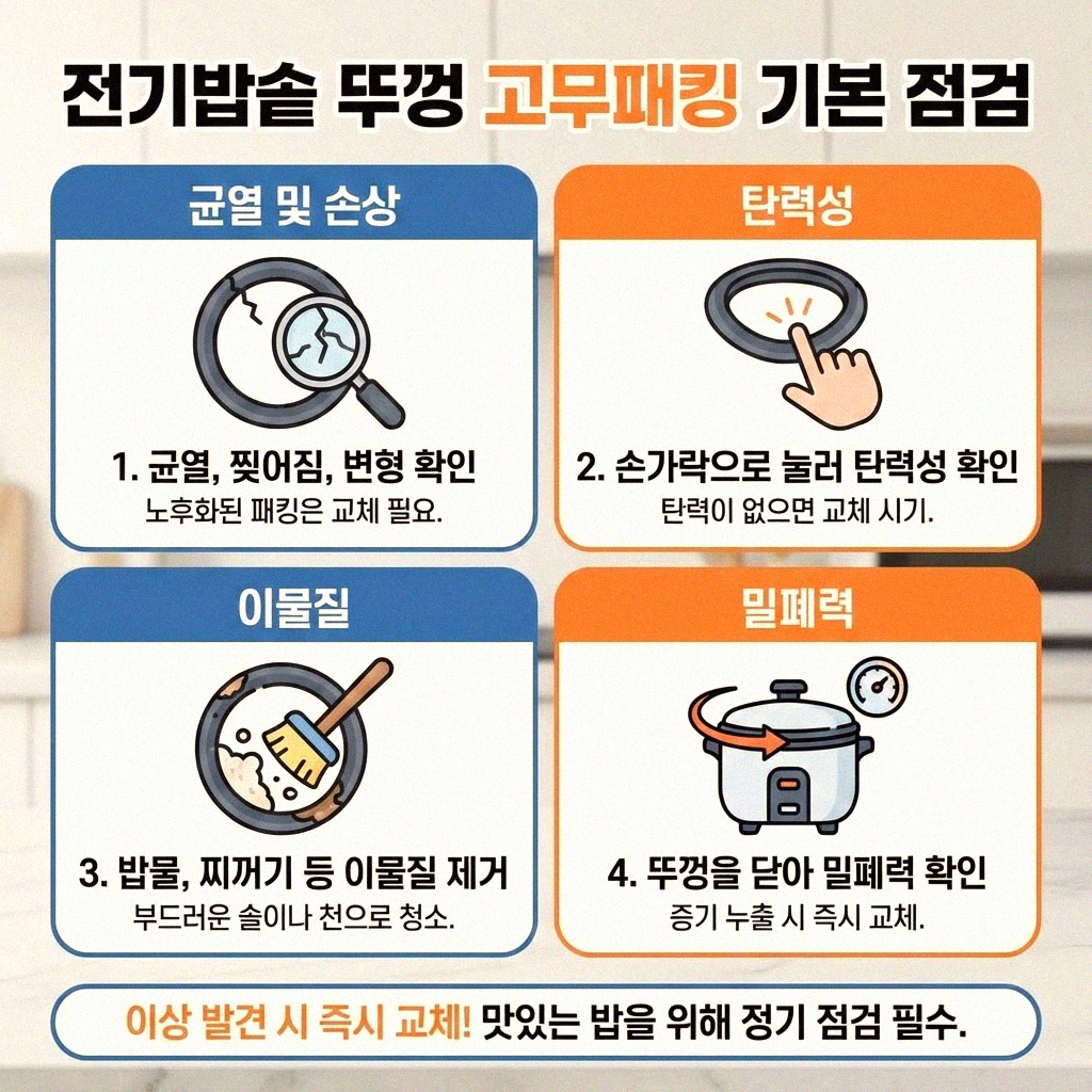 전기밥솥 뚜껑이 딱 맞지 않을 때 점검하는 고무패킹 이야기