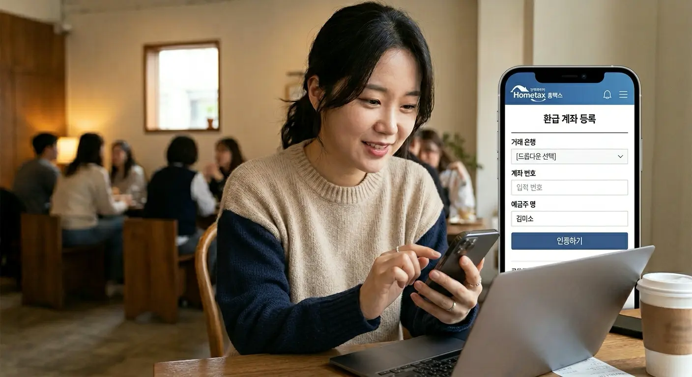 국세 환급 계좌 등록 화면