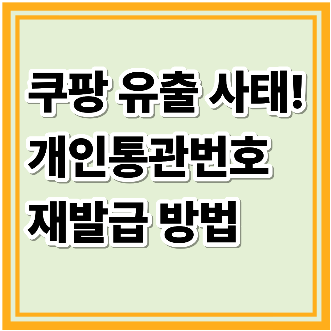 쿠팡 개인정보 유출!! 개인통관번호도 위험할까? 재발급 필요성과 방법