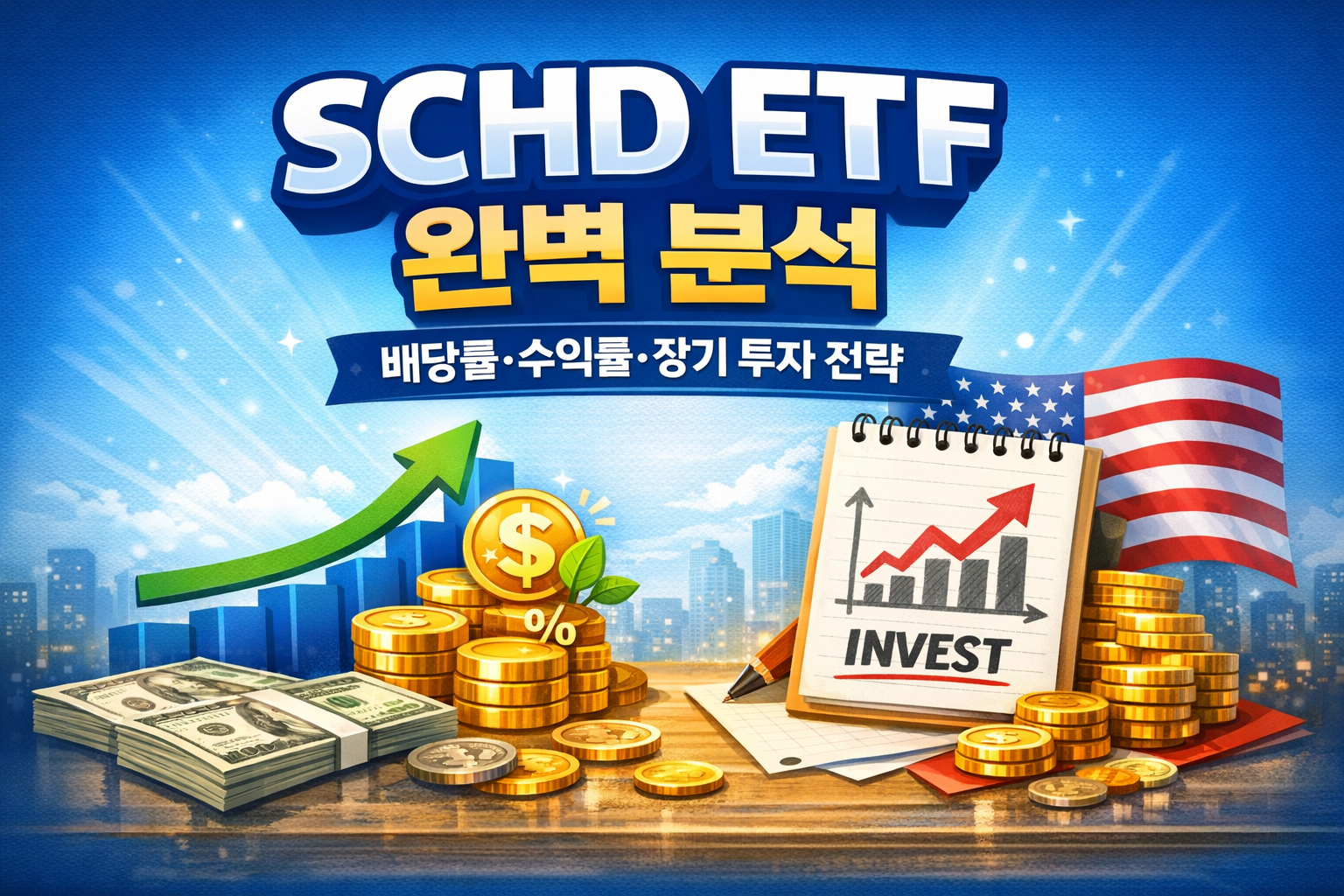 SCHD ETF 배당률 수익률 장기 투자 전략을 설명하는 배당 ETF 분석 이미지
