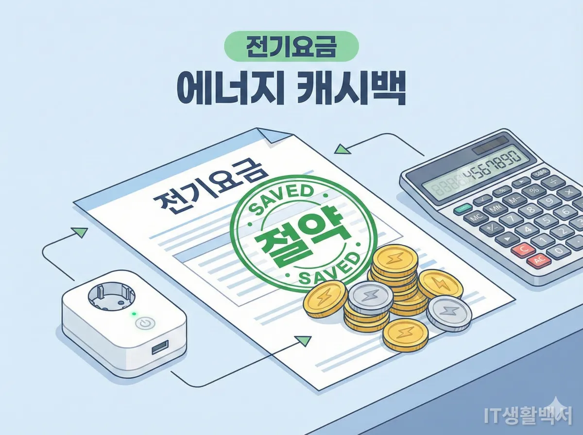 전기 요금 절약과 에너지 캐시백 혜택을 상징하는 이미지