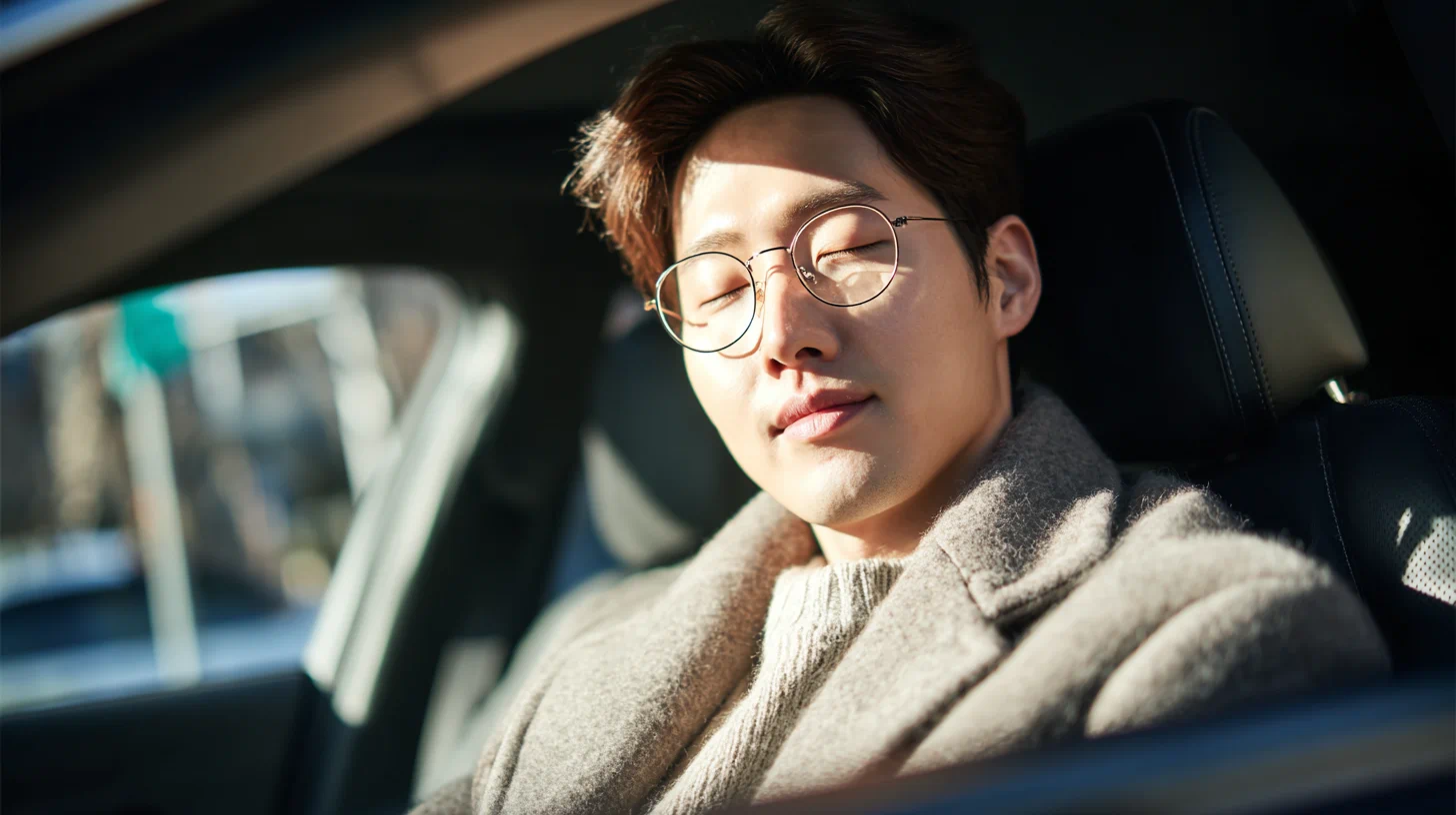 낮에 운전하는 한국인 성인 또렷한 표정