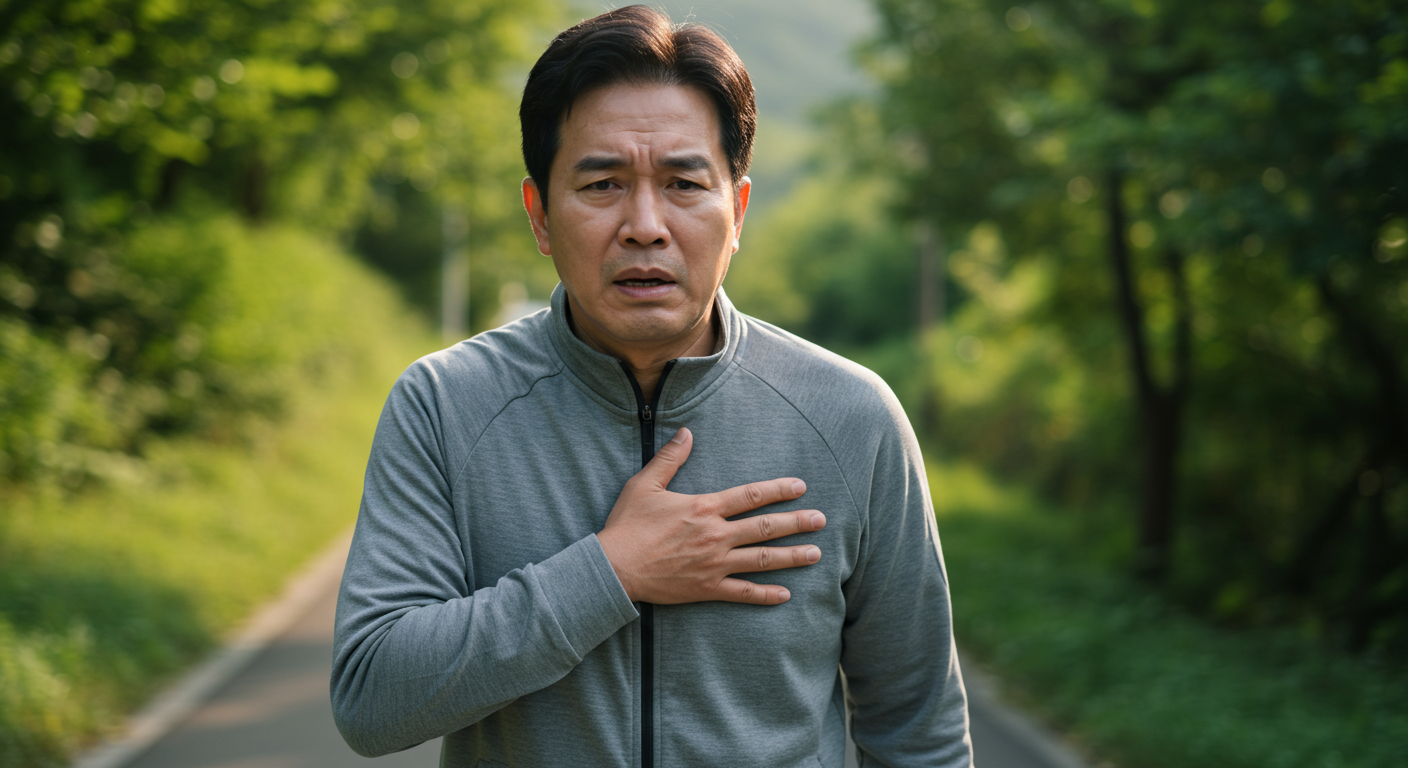 40대 산책중 심근경색 증상 나타남 예시