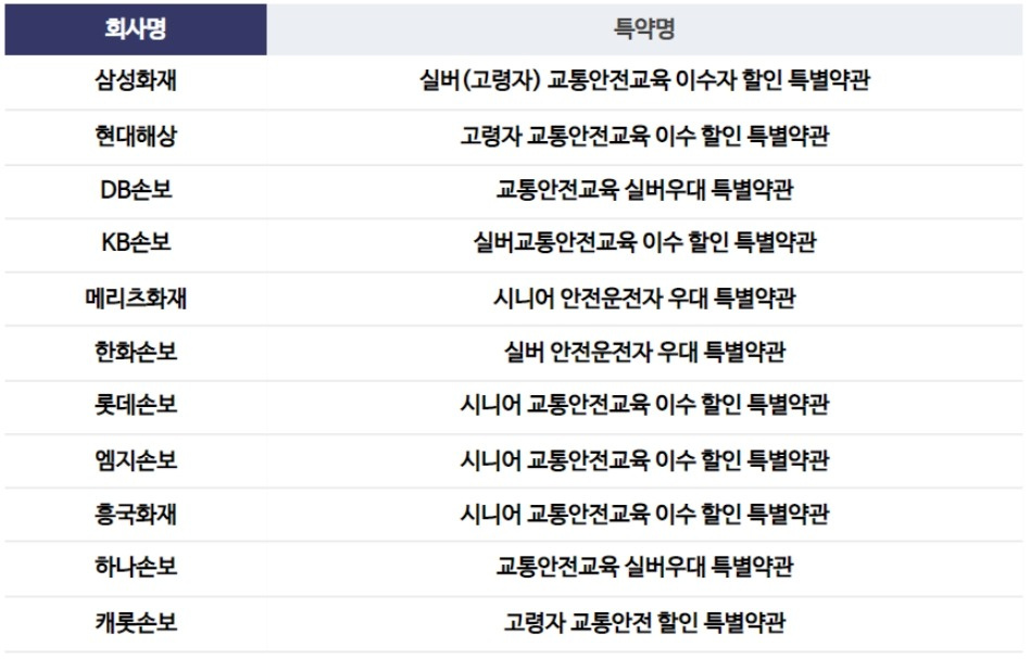 보험사별 시니어 특별약관