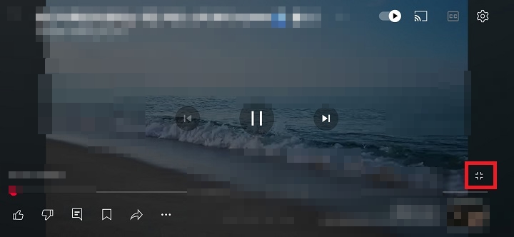 우측 하단의 화면 작아짐 아이콘 보임