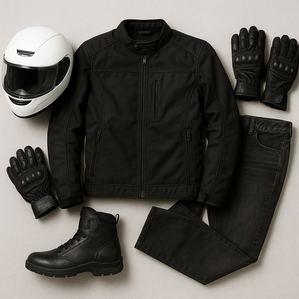 초보자를 위한 필수 라이딩 기어 5종을 세팅해 놓은 사진