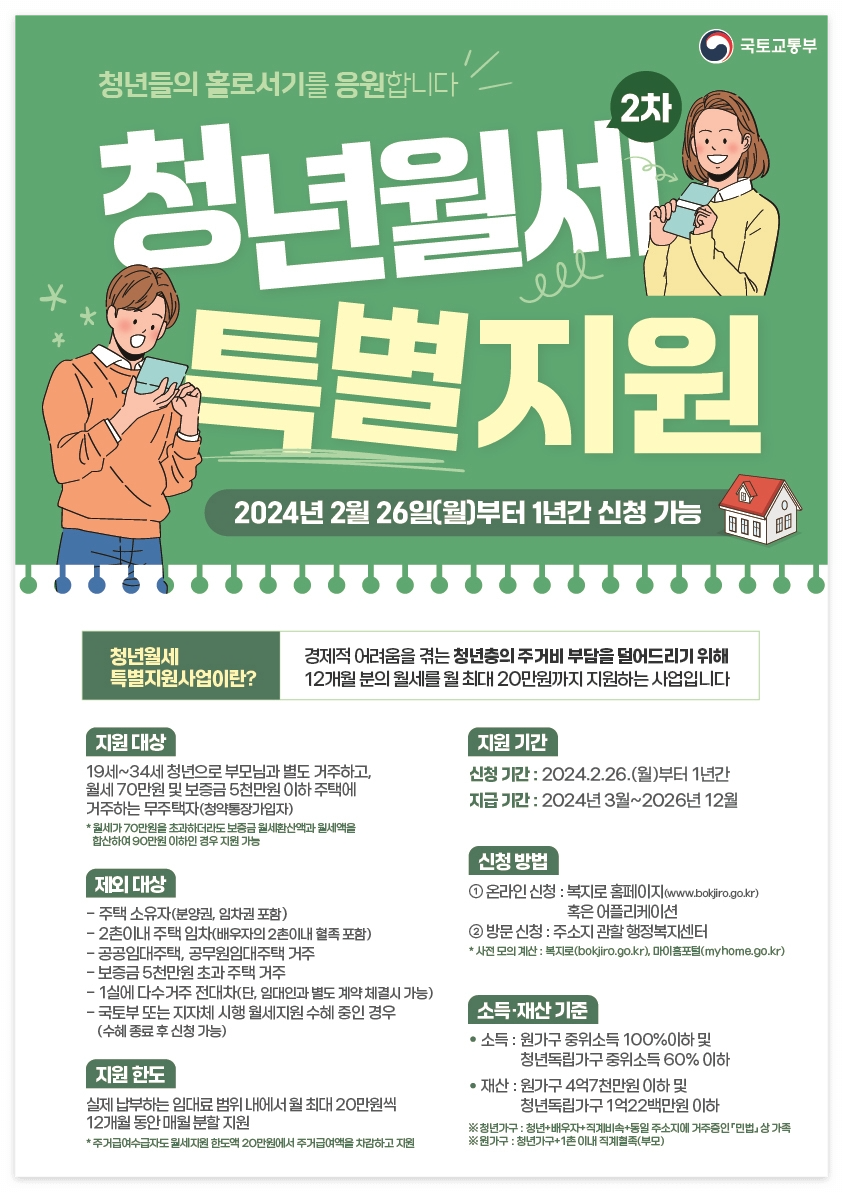 청년월세 특별지원 대상 소득 기준 신청 방법