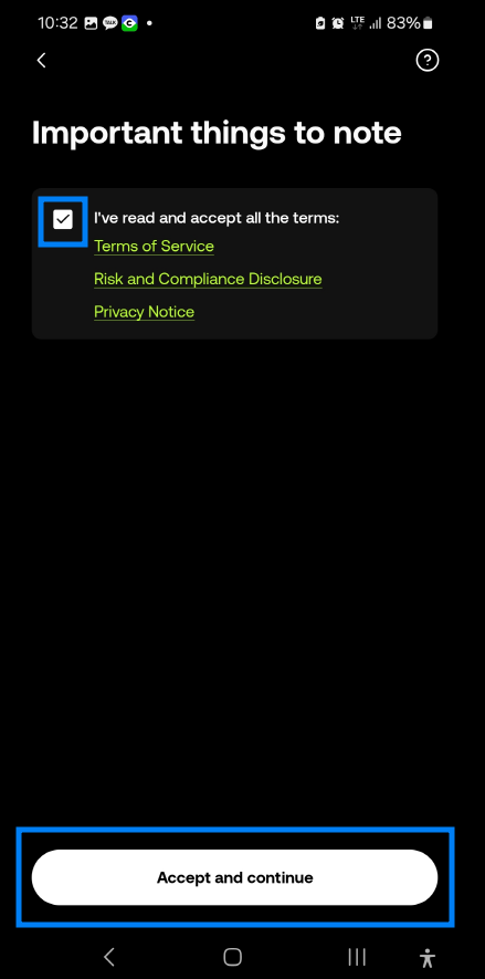 okx 거래소 가입 관련 체크 사진