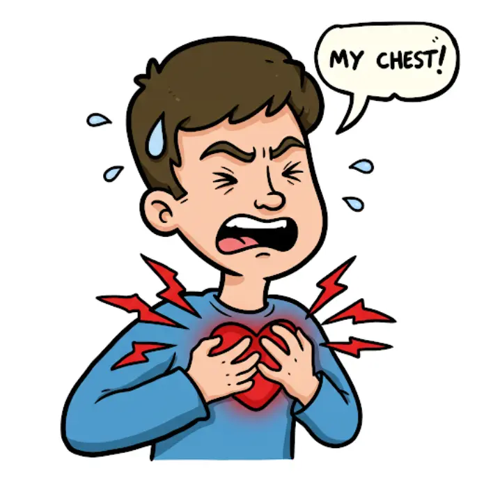 가슴 아래 통증 쥐어짜는 듯한 통증