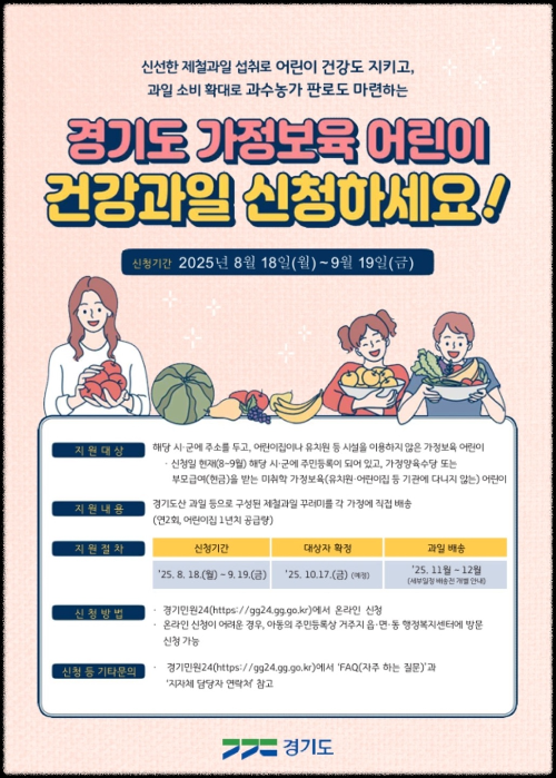 경기도 가정보육 어린이 건강과일 신청 방법 (2025년 지원사업 안내)