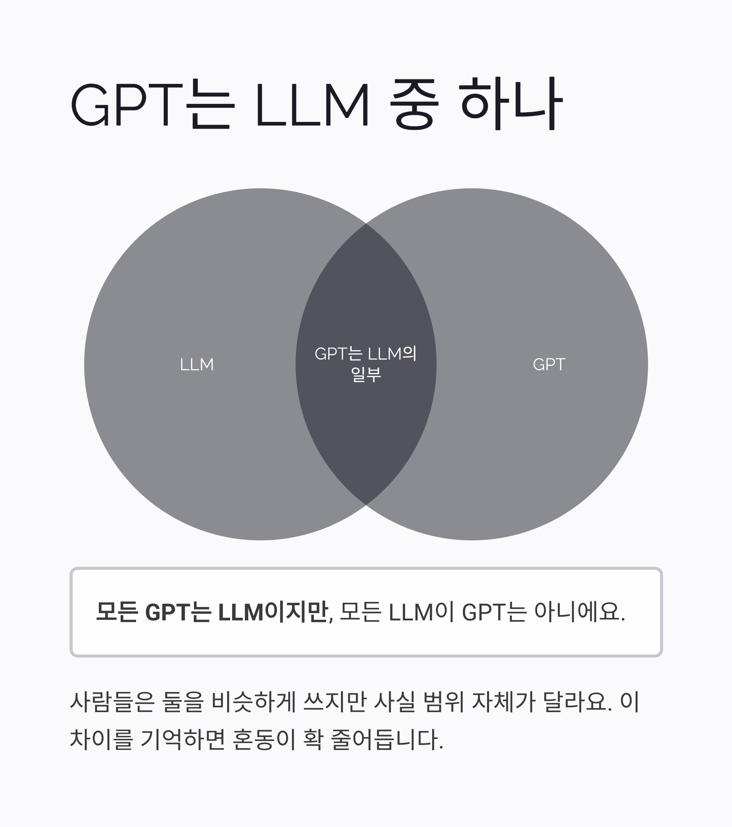 GPT는 LLM 중 하나라는 점에 집중하기
