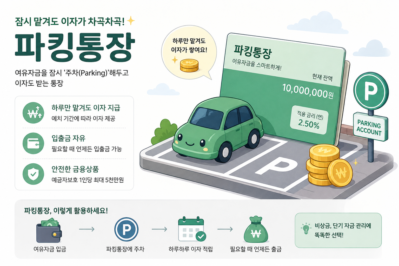 굴러다니는 잔돈도 매일 불어나는 비밀, 파킹통장 완벽 가이드