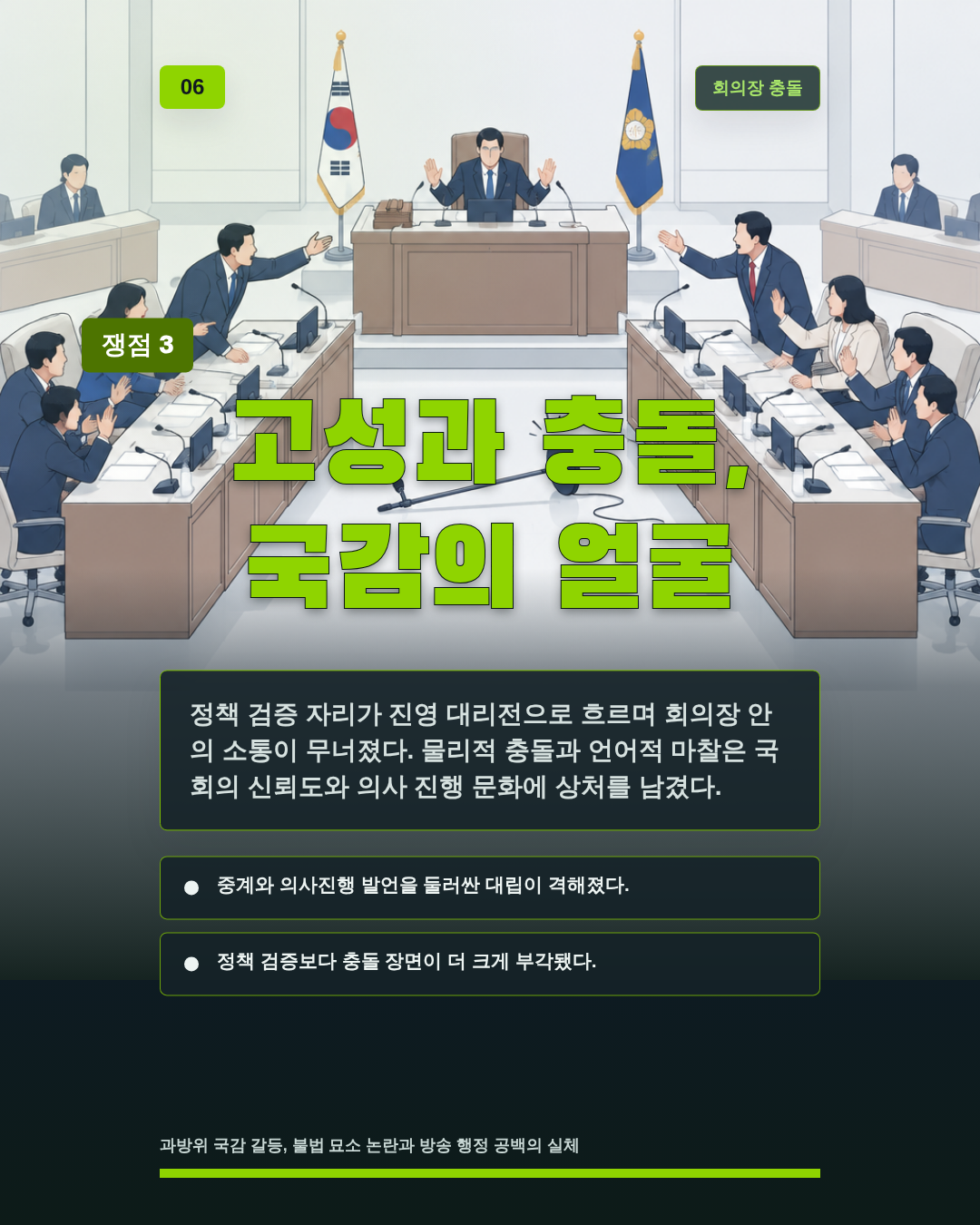 고성과 충돌, 국감의 얼굴