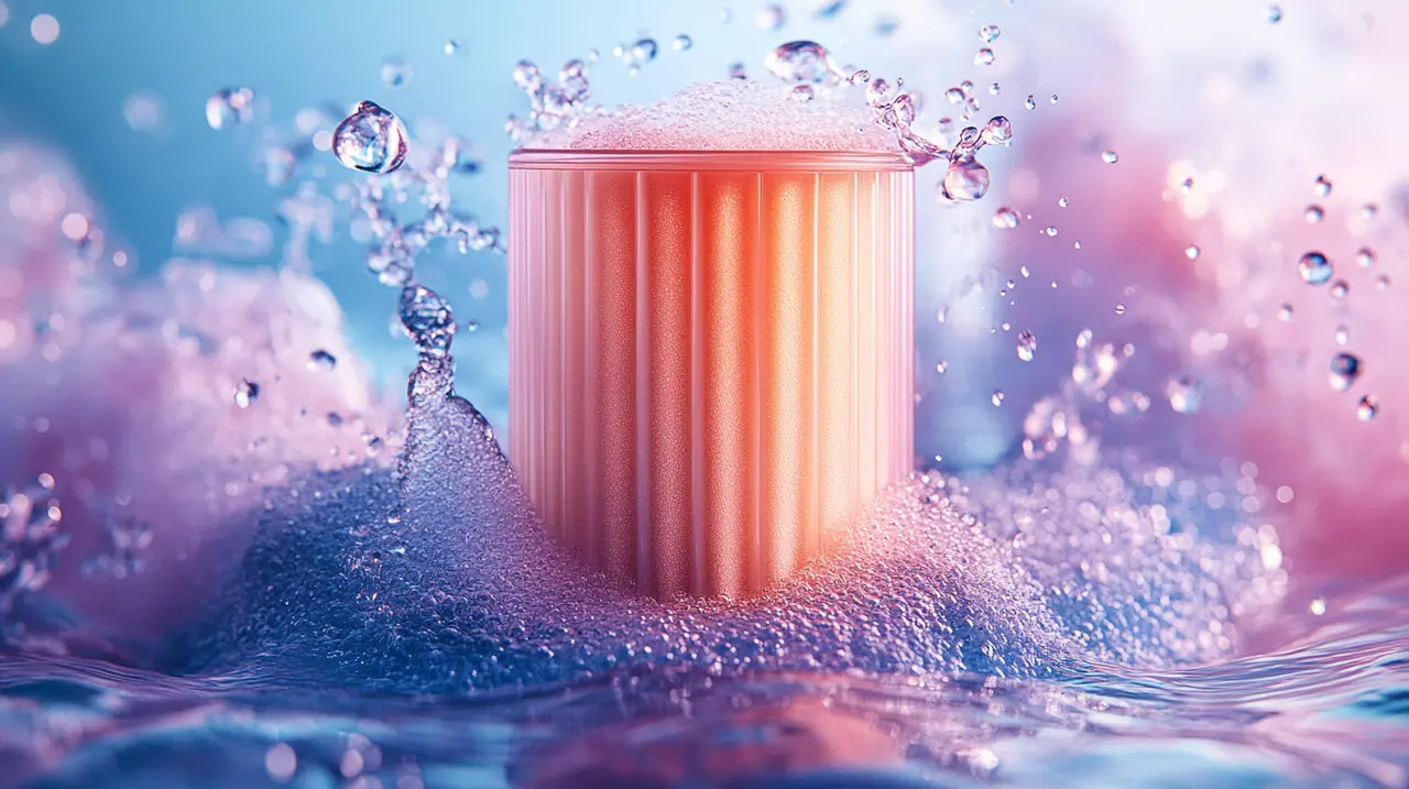 활성탄 필터가 다양한 냄새와 가스를 효과적으로 흡수하는 과정을 보여주는 일러스트, 필터의 혁신적 기능을 강조.