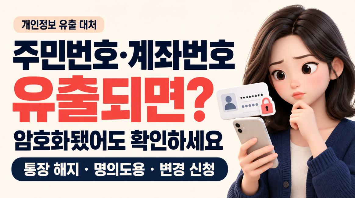 주민등록번호&middot;계좌번호 유출되면 어떻게 될까?｜암호화된 주민번호 위험&middot;통장 해지&middot;명의도용&middot;변경 신청 총정리