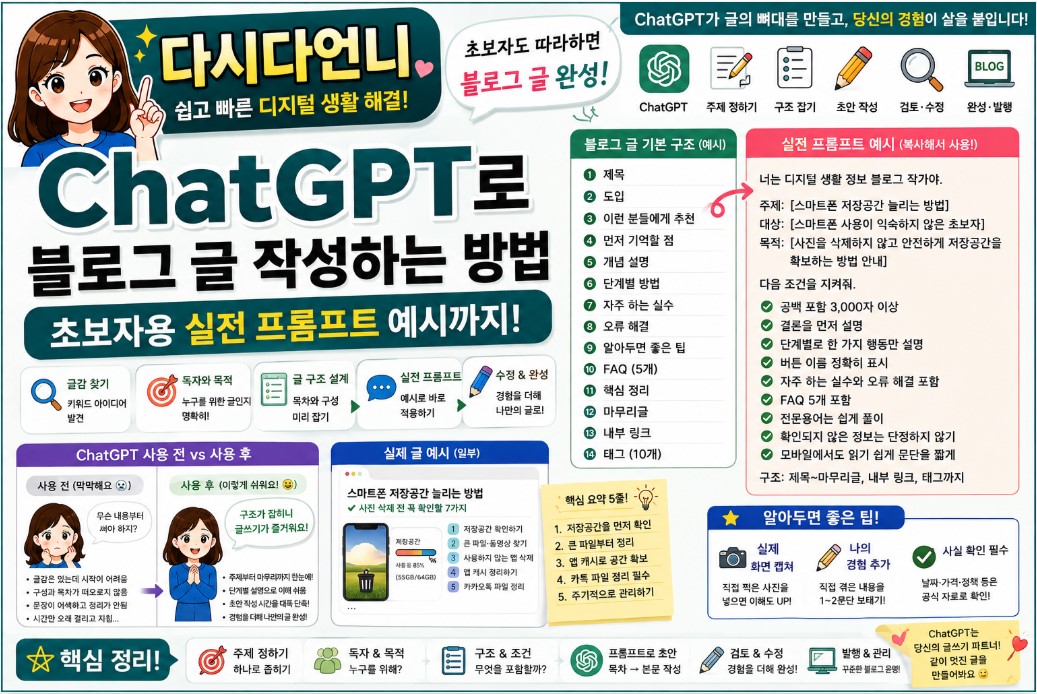 ChatGPT로 블로그 글 작성하는 방법|초보자용 실전 프롬프트 예시까지