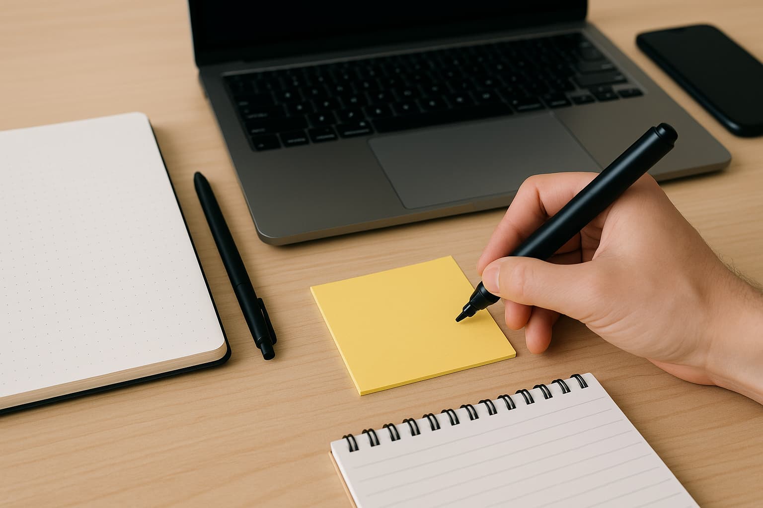 포스트잇에 메모하는 장면