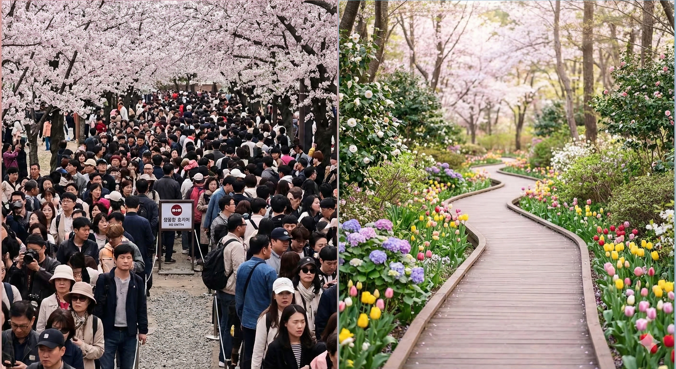 화담숲 사전예약제와 기존 벚꽃 명소의 쾌적도 비교