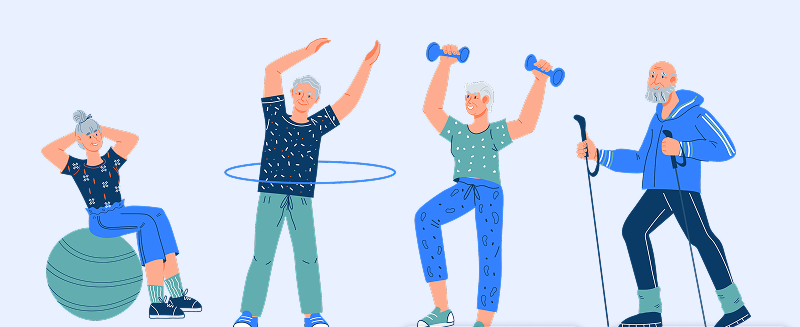 운동하고 있는 어르신들