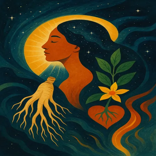 황기와 여성 건강을 상징하는 일러스트