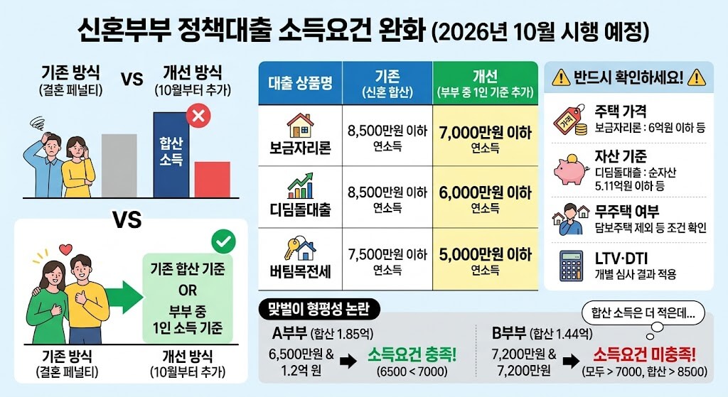 2026 신혼부부 대출 기준 바뀐다｜맞벌이 부부도 보금자리론&middot;디딤돌 받을 수 있을까?
