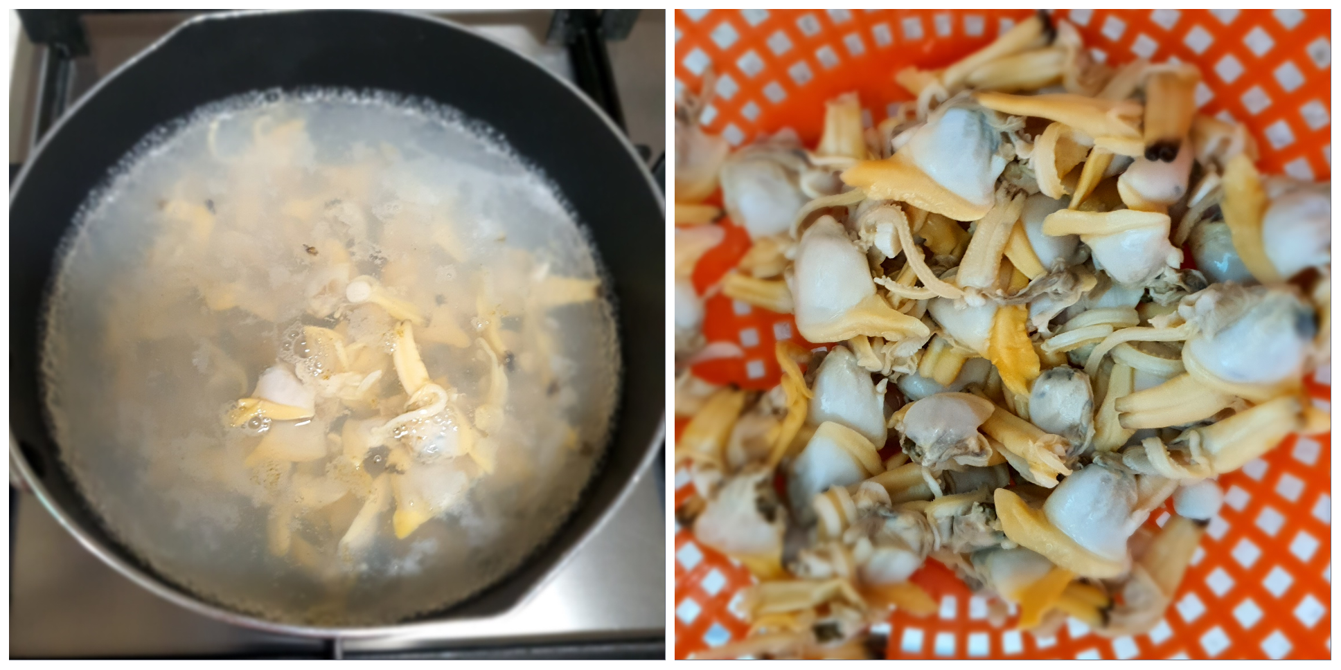 바지락-살은-너무-오래-데치지-않습니다.