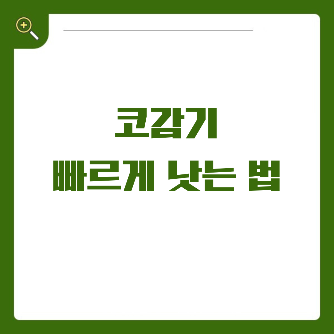 코감기, 이제 그만! 빠르게 낫는 법 총정리