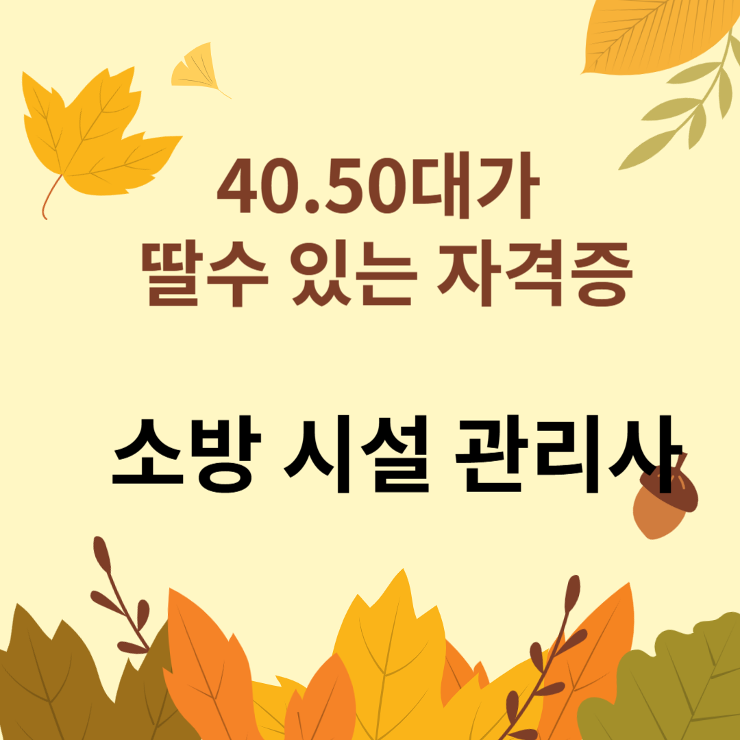 40.50 대가 딸수 있는 자격증. 소방시설 관리사