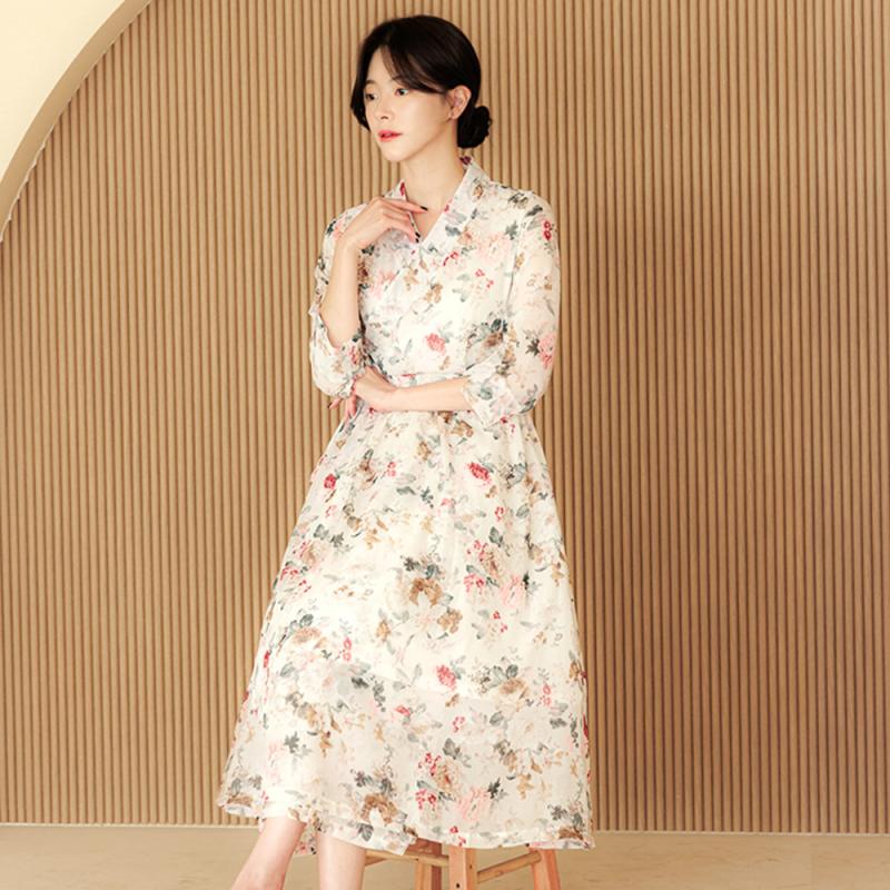 빅사이즈 퓨전한복 데일리 철릭원피스 생활한복 A라인원피스