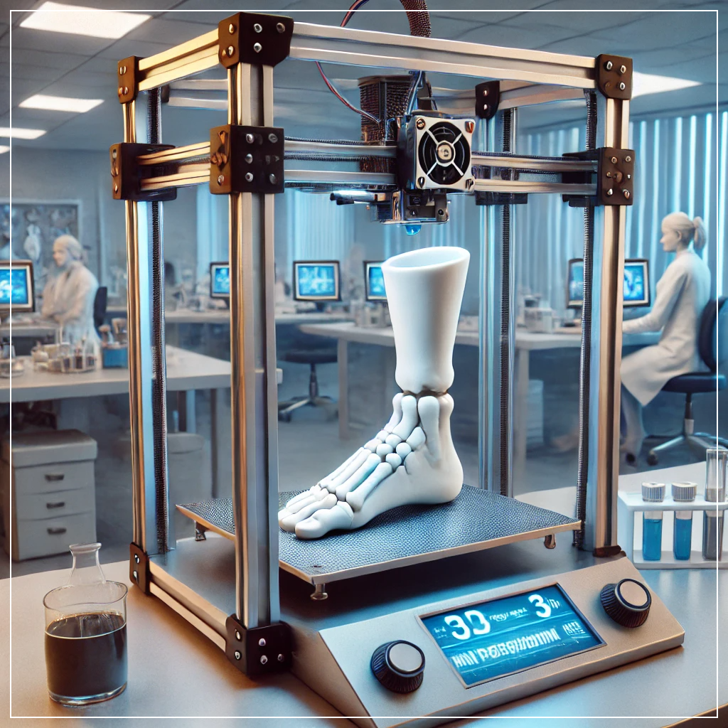 의료 실험실에서 3D 프린터를 이용해 맞춤형 보철물을 제작하는 모습